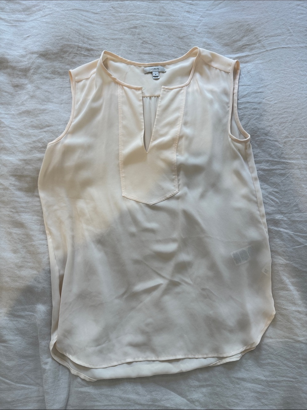 J. Crew Cream Sleeveless Split-V Shell Top